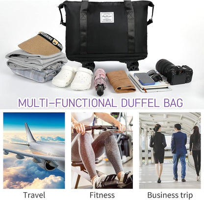 Duffle Bag for Travel with Wheels Expandable and Removable Wheels