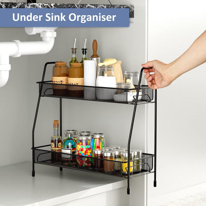 2 Tier Bathroom organiser - 17D x 36W x 33H CM Small Bathroom Counter Storage Kitchen Storage & Organisation for Countertop Home and Office