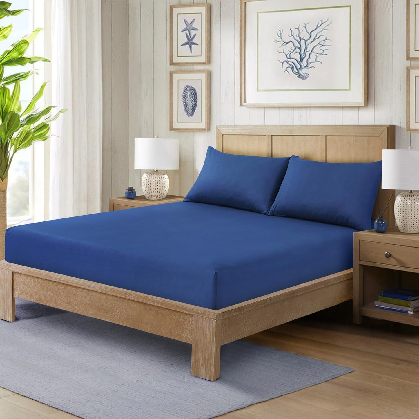 Fitted Bed Sheet Poly Cotton Percale Easy Care Plain Dyed Bed Sheet