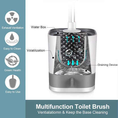 Toilet Brushes and Holder Set ,Wall Mounted Toilet Brush Grey, Silicone Toilet Bristle Brush with Holder for Bathroom Cleaning ,