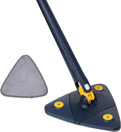 360° Rotating Triangular Cleaning Mop for Walls Triangle Mop with Extra Microfibre Absorbent Head Automatic Water Squeezing and Extendable Handle Wet Dry Floor Ceiling Window Cleaning