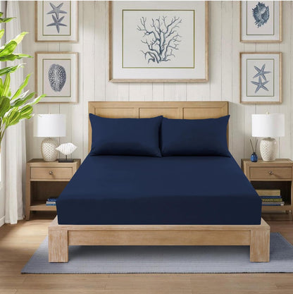 Fitted Bed Sheet Poly Cotton Percale Easy Care Plain Dyed Bed Sheet