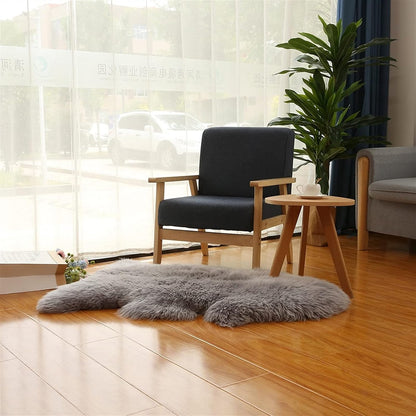 Real Genuine Sheepskin Rug Natural Sheepskin Throw Real Full Sheepskin Rugs Fluffy Fur Rug Authentic Sheepskin Seat Covers For Chairs Sheepskin Seat Pads Cushion White (70X100cm)(Double: 210x80cm)