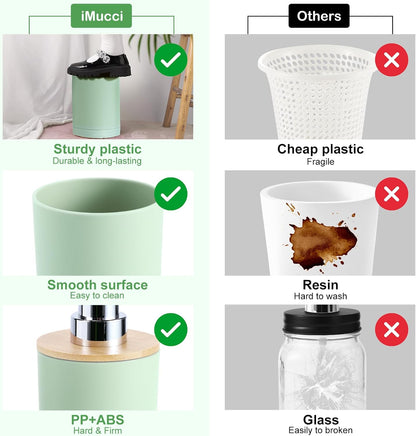 6 piece Bathroom Accessories Set with round bamboo cover