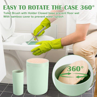6 piece Bathroom Accessories Set with round bamboo cover