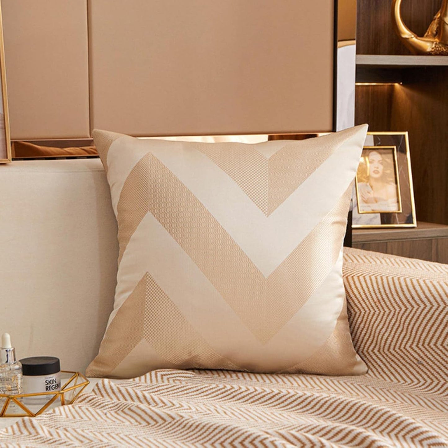 Satin Cushion Cover Nordic Pillow Case Geometry Silky Home Decor  45x45