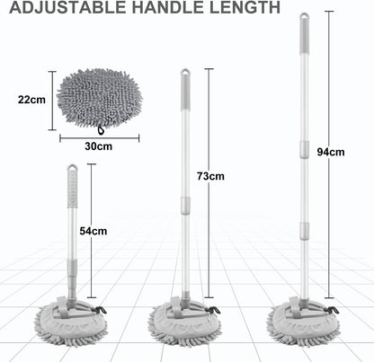 Microfibre Car Dust Mop with Extendable Use Lint-Free Scratch-Free Cleaning Brush Cleaning Tool Grey