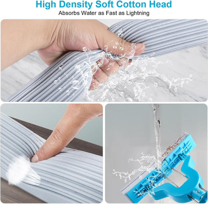 Sponge Mop with Telescopic Handle, Inbuilt Wringer and Highly-Absorbent PVA Sponge - Floor Cleaning Mop for Kitchen, Bathroom and Around the Home