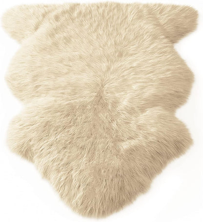 Real Genuine Sheepskin Rug Natural Sheepskin Throw Real Full Sheepskin Rugs Fluffy Fur Rug Authentic Sheepskin Seat Covers For Chairs Sheepskin Seat Pads Cushion White (70X100cm)(Double: 210x80cm)
