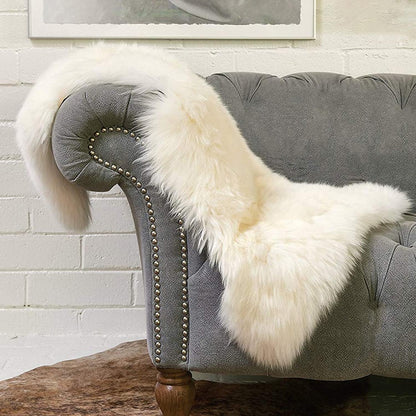 Real Genuine Sheepskin Rug Natural Sheepskin Throw Real Full Sheepskin Rugs Fluffy Fur Rug Authentic Sheepskin Seat Covers For Chairs Sheepskin Seat Pads Cushion White (70X100cm)(Double: 210x80cm)