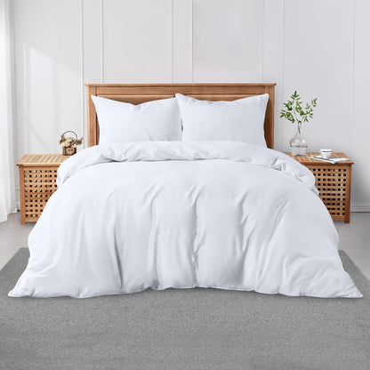 3 Pieces Plain Duvet Cover Set With Matching Pillow Cases, Soft & Breathable Quilt Cover, Polycotton Hotel Collection Solid Color Bedding, Aqua