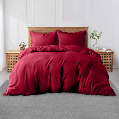 3 Pieces Plain Duvet Cover Set With Matching Pillow Cases, Soft & Breathable Quilt Cover, Polycotton Hotel Collection Solid Color Bedding, Aqua