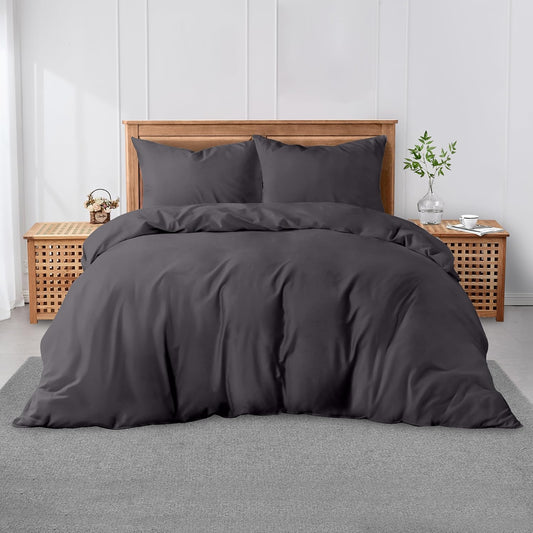 3 Pieces Plain Duvet Cover Set With Matching Pillow Cases, Soft & Breathable Quilt Cover, Polycotton Hotel Collection Solid Color Bedding, Aqua