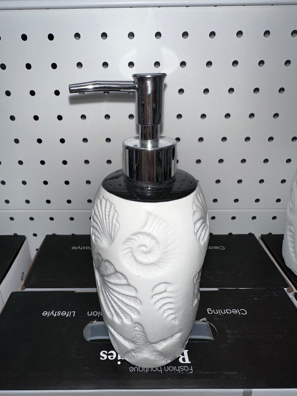 4-Piece White Black Aquarium  Effect Ceramic Bathroom Accessory, Includes Liquid Soap or Lotion Dispenser, Toothbrush Holder, Tumbler, Soap Dish