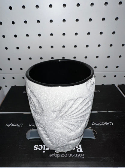 4-Piece White Black Aquarium  Effect Ceramic Bathroom Accessory, Includes Liquid Soap or Lotion Dispenser, Toothbrush Holder, Tumbler, Soap Dish