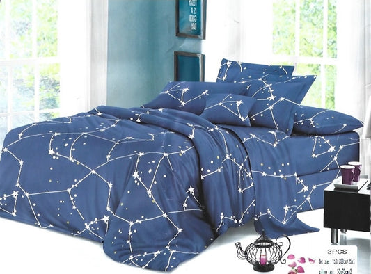 3 Pieces Floral Printed Flat Sheet and 2 Pillowcases Bed Linens Set (Super King) (King)
