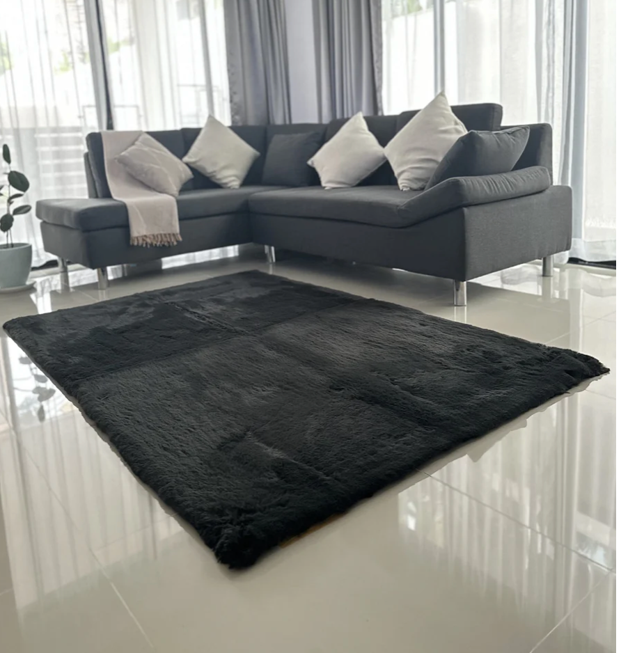 NATURAL FAUX RABBIT Rug Ultra Soft Plush Extra Large Rugs Living Room Wool Shaggy Fluffy