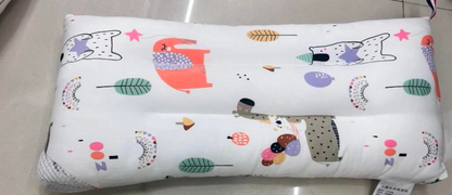 Flat Head kids Pillow | Prevents & Corrects Plagiocephaly | Breathable 3D Air Mesh | Soft Organic Cotton | Completely Washable | Newborn Head Shaping | Safari Animals (1 Pack)