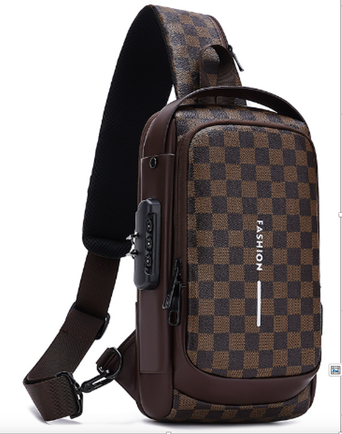 Men S Fashion Sling Bag With Password Lock Stylish Pu Leather Crossbody Chest pcs For Cycling Casual Wear Multifunctional With Checkered Print