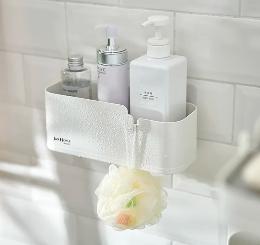 WALL-MOUNTED TRACELESS STICKER STORAGE RACK , Organizer and Storage, Kitchen Bathroom