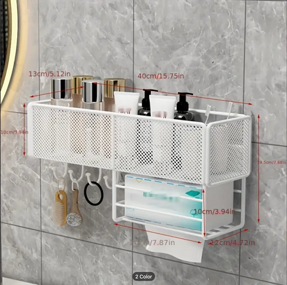 Metal Mesh Over The Toilet Storage Rack, Bathroom Toilet Tank Shelf with 2 Sticky Hooks big size