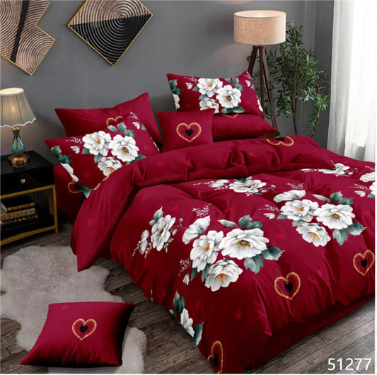 4 Piece (Super King)  Bedding Set 3D Design Duvet Cover Set Microfiber Printed Bedding Set with Pillow Cases and Extra Fitted Sheet Hypoallergenic