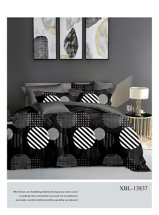 4 Piece (Super King)  Bedding Set 3D Design Duvet Cover Set Microfibre Printed Bedding Set with Pillow Cases and Extra Fitted Sheet Hypoallergenic