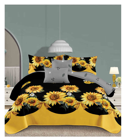 4 Piece (King)  Bedding Set 3D Design Duvet Cover Set Microfibre Printed Bedding Set with Pillow Cases and Extra Fitted Sheet Hypoallergenic